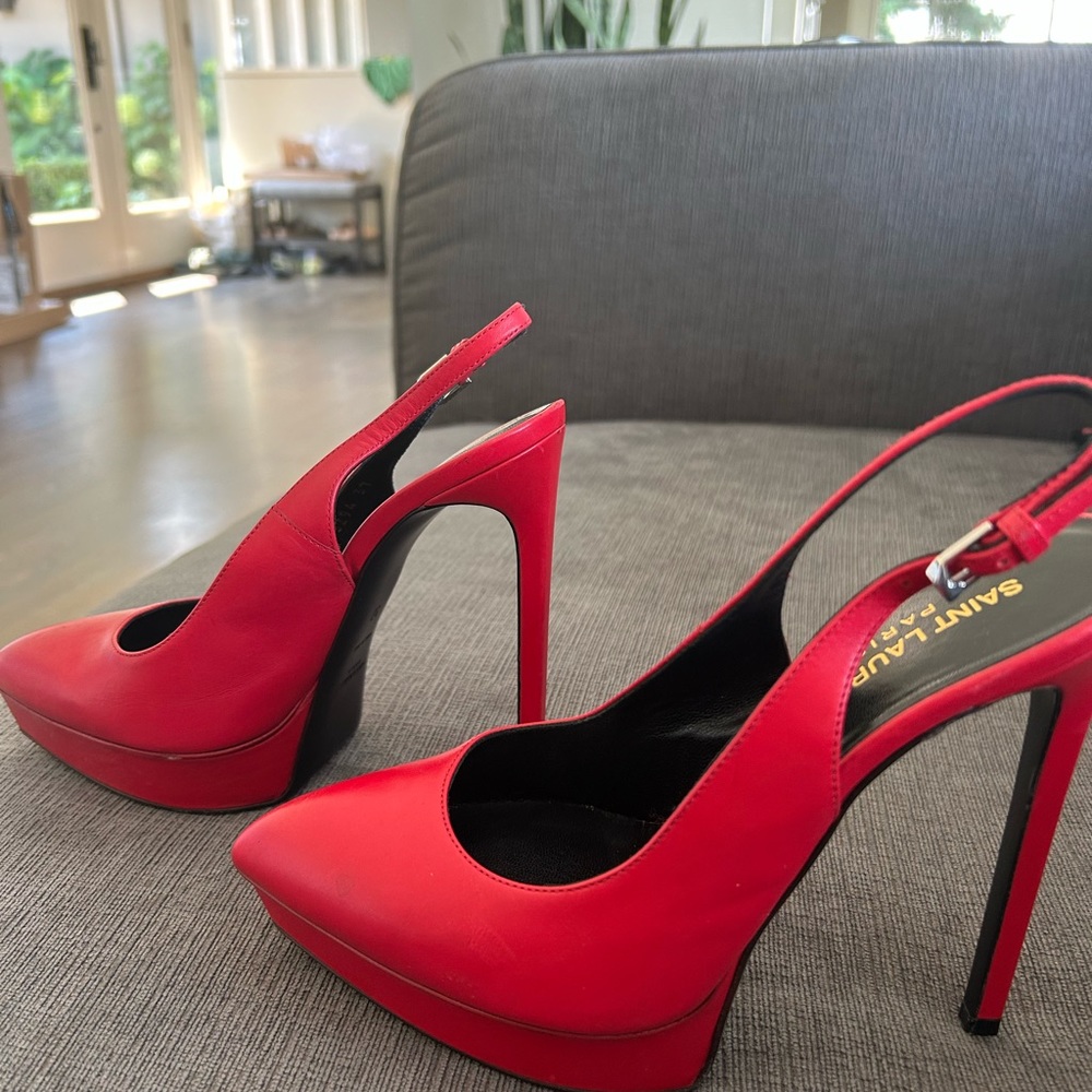YSL red sling back heels